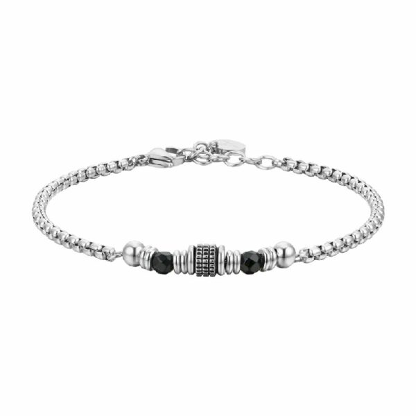 BRACCIALE UOMO IN ACCIAIO AGATA NERA ED ELEMENTI