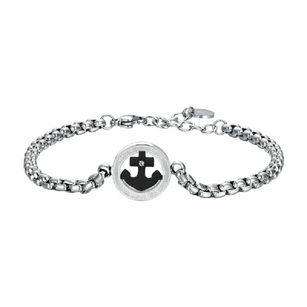 BRACCIALE UOMO IN ACCIAIO ANCORA IP NERO