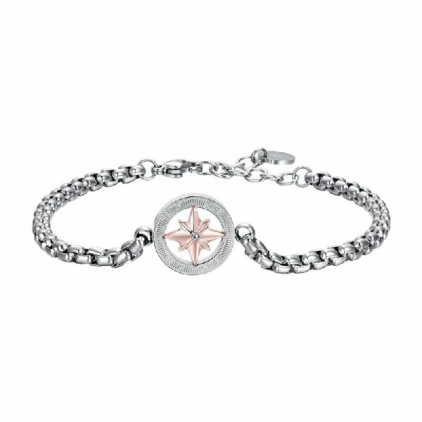 BRACCIALE UOMO IN ACCIAIO CON ROSA DEI VENTI IP ROSE