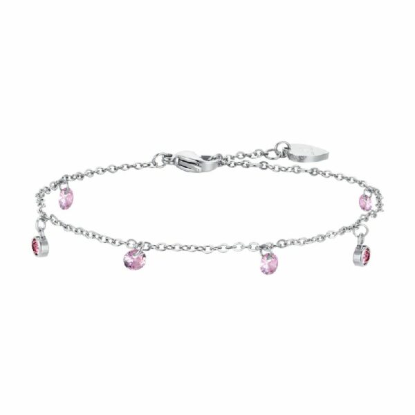 BRACCIALE DONNA IN ACCIAIO CRISTALLI ROSA