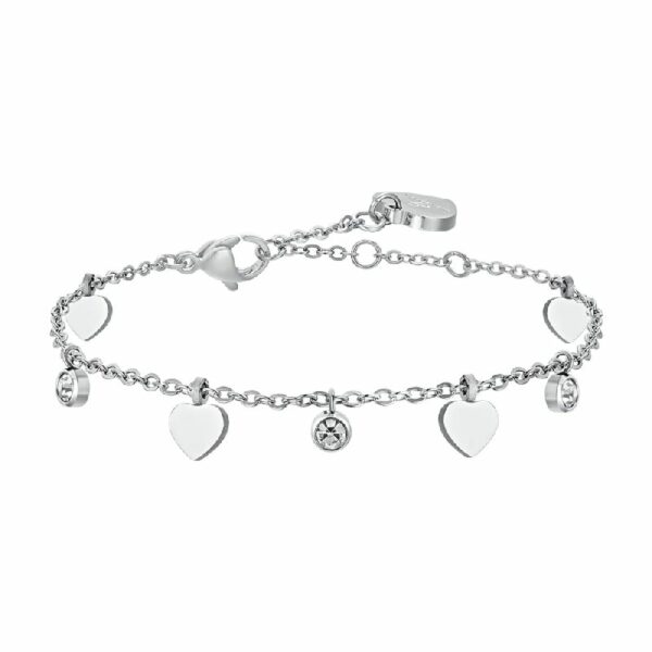 BRACCIALE DONNA IN ACCIAIO CUORI E CRISTALLI