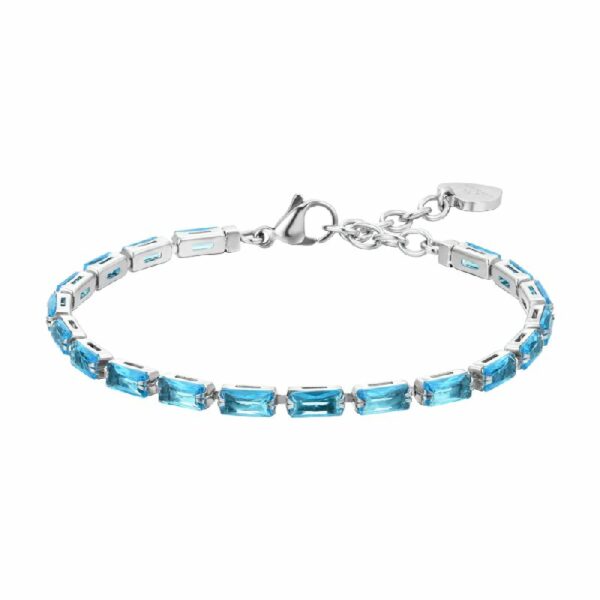 BRACCIALE TENNIS DONNA ZIRCONI BAGUETTE ACQUAMARINA