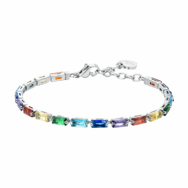 BRACCIALE TENNIS DONNA ZIRCONI BAGUETTE MULTICOLOR