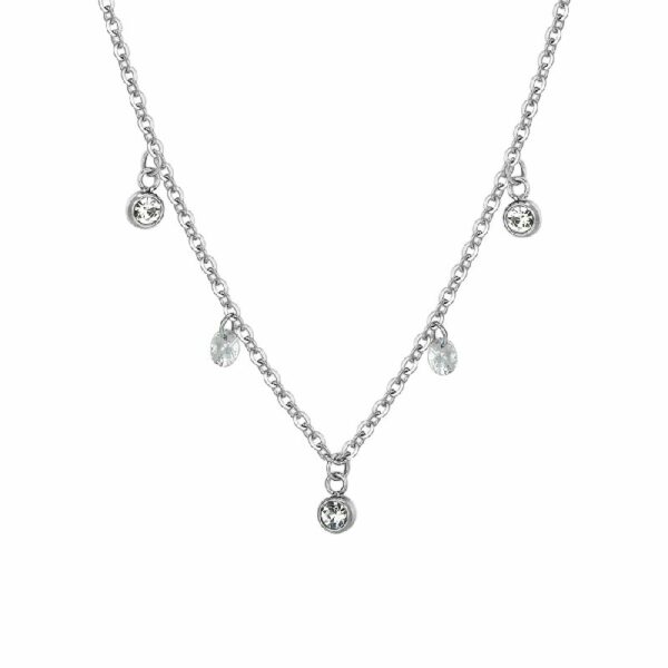 COLLANA DONNA IN ACCIAIO CRISTALLI BIANCHI