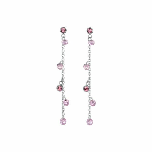 ORECCHINI DONNA IN ACCIAIO CRISTALLI ROSA