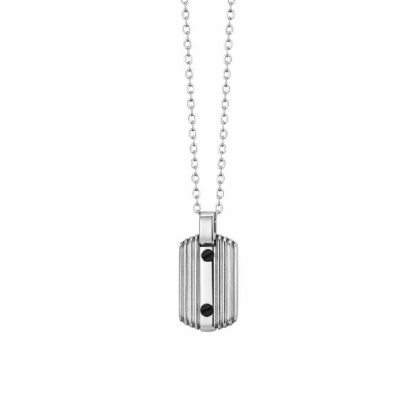 COLLANA UOMO IN ACCIAIO CON ELEMENTI NERI