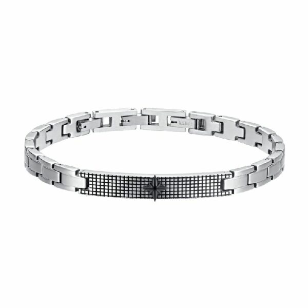 BRACCIALE UOMO IN ACCIAIO ROSA DEI VENTI IP NERO