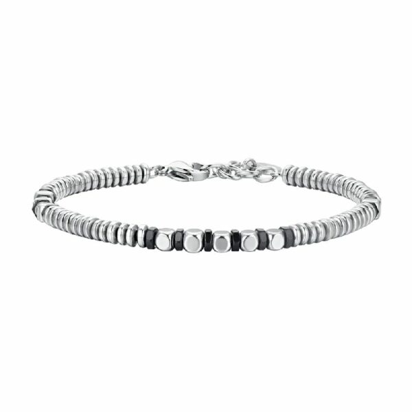 BRACCIALE UOMO IN ACCIAIO EMATITE SILVER E NERA
