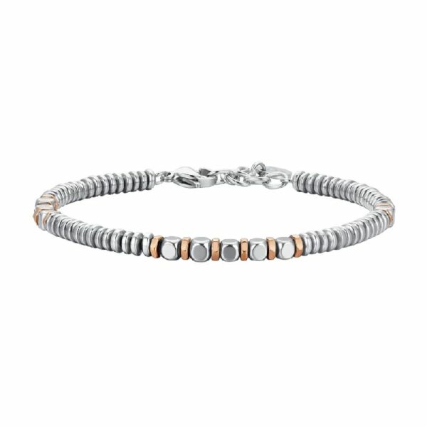 BRACCIALE UOMO IN ACCIAIO EMATITE SILVER E ROSE GOLD