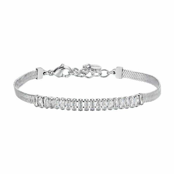 BRACCIALE DONNA IN ACCIAIO ZIRCONI BIANCHI