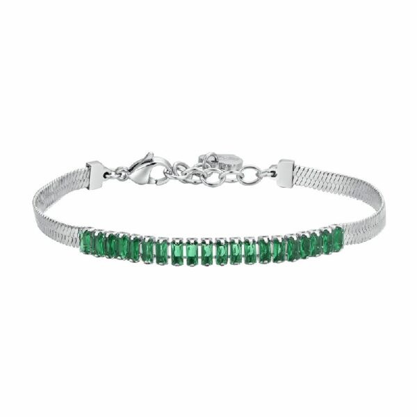 BRACCIALE DONNA IN ACCIAIO ZIRCONI VERDI