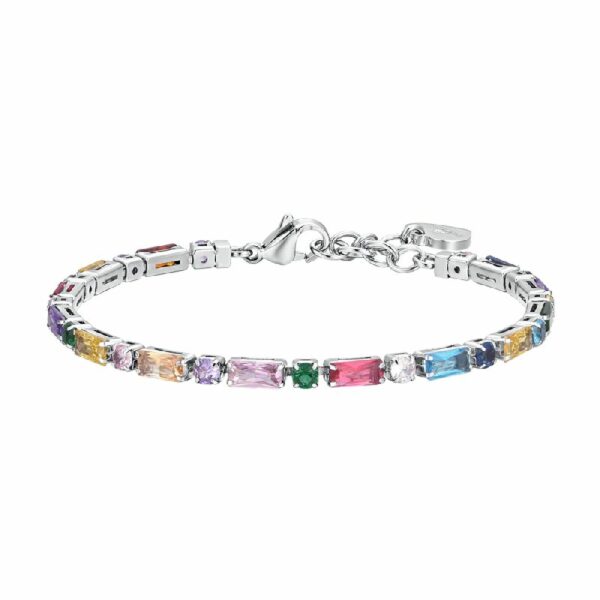 BRACCIALE TENNIS DONNA IN ACCIAIO ZIRCONI MULTICOLOR