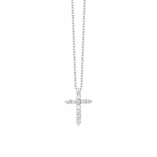 COLLANA DONNA IN ACCIAIO CROCE ZIRCONI BIANCHI