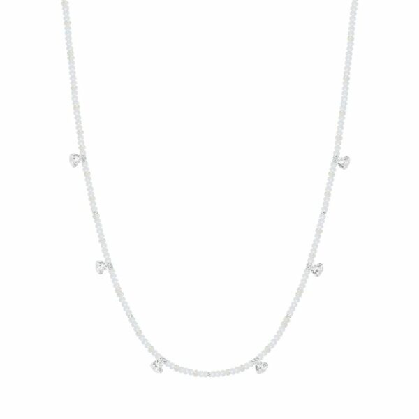 COLLANA DONNA IN ACCIAIO PIETRE E CRISTALLI BIANCHI