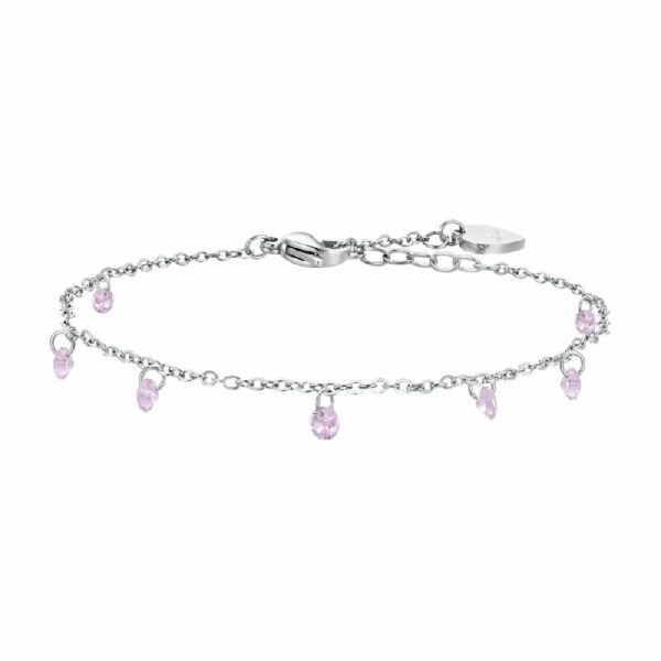 CAVIGLIERA DONNA IN ACCIAIO ZIRCONI ROSA