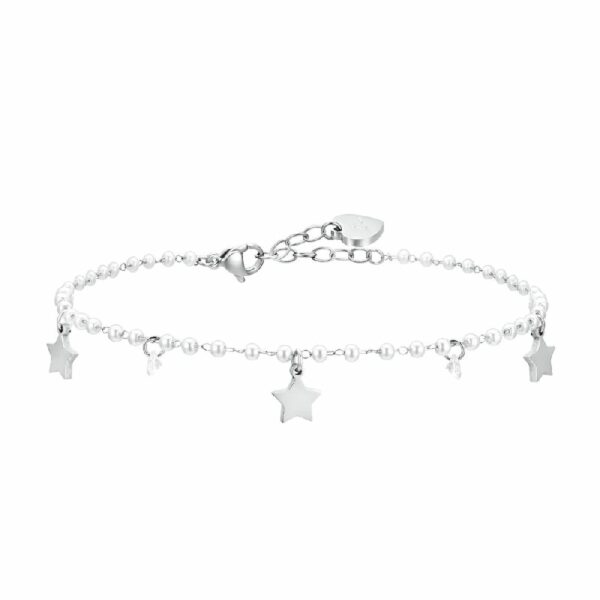 CAVIGLIERA DONNA IN ACCIAIO PERLE E STELLE