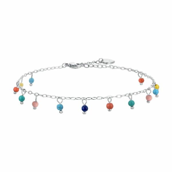 CAVIGLIERA DONNA IN ACCIAIO PIETRE MULTICOLOR