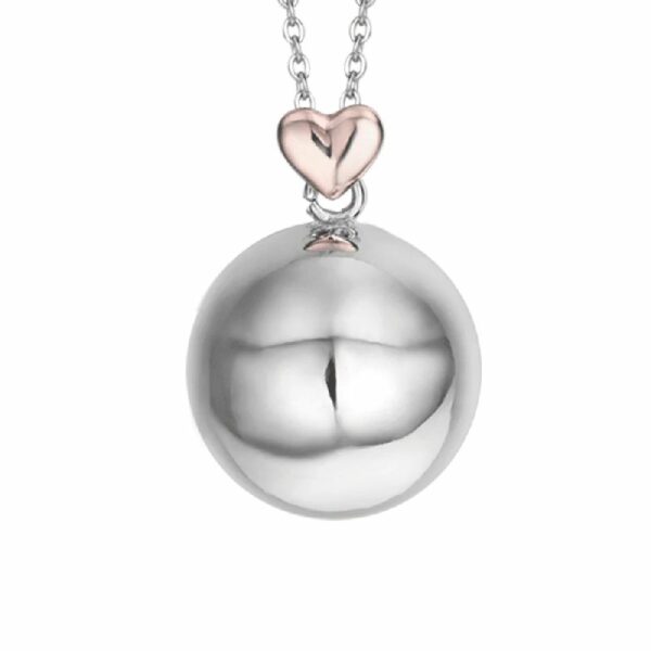 COLLANA CHIAMA ANGELI IN ACCIAIO, CIONDOLO IN METALLO CON CUORE ROSE'