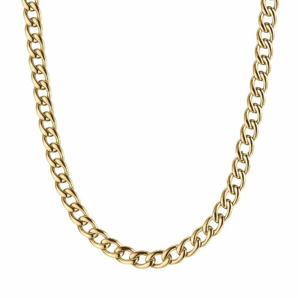 COLLANA UOMO IN ACCIAIO IP GOLD CON MAGLIA GROUMETTE 7 MM