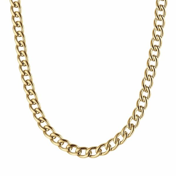 COLLANA UOMO IN ACCIAIO IP GOLD CON MAGLIA GROUMETTE 9 MM