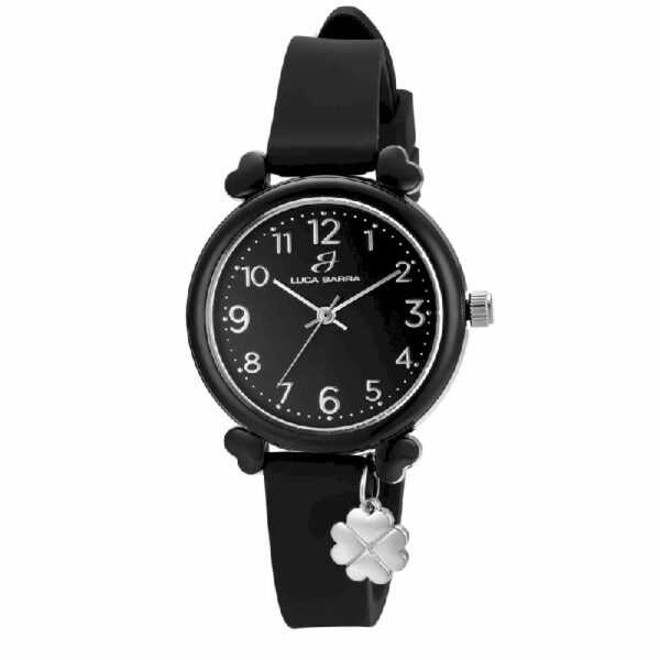OROLOGIO DONNA IN SILICONE NERO ED ELEMENTI SILVER