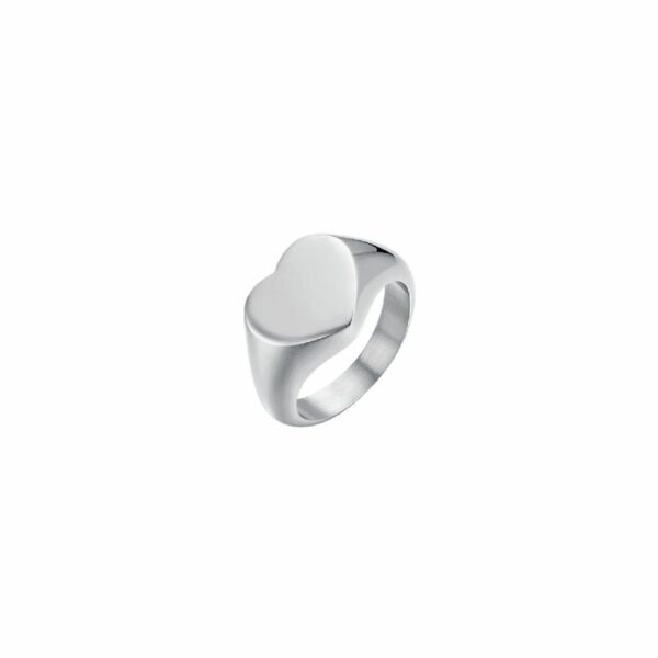 ANELLO DONNA SIGILLO IN ACCIAIO CON CUORE - MISURA 8