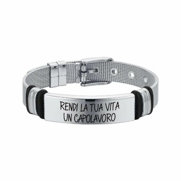 BRACCIALE UOMO IN ACCIAIO "RENDI LA TUA VITA UN CAPOLAVORO"