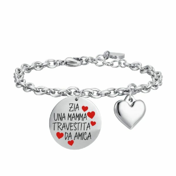 BRACCIALE DONNA IN ACCIAIO ZIA UNA MAMMA TRAVESTITA DA AMICA