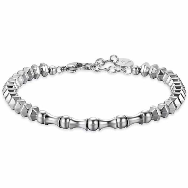 BRACCIALE UOMO IN ACCIAIO CON EMATITE SILVER ED ELEMENTI IN ACCIAIO