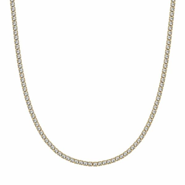 COLLANA TENNIS DONNA IN ACCIAIO IP GOLD CON CRISTALLI BIANCHI DA 4 MM