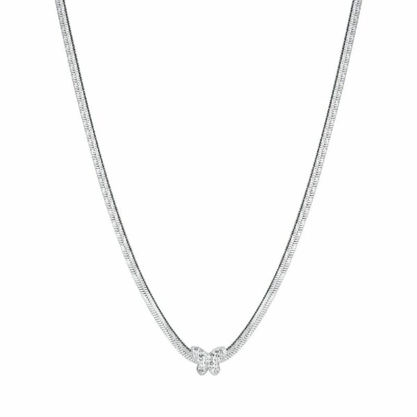 COLLANA DONNA SNAKE IN ACCIAIO CON FARFALLA CON CRISTALLI BIANCHI