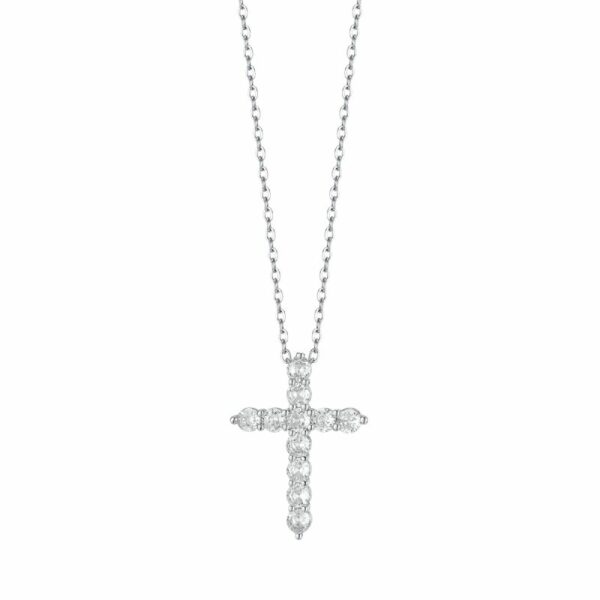 COLLANA DONNA IN ACCIAIO CON CROCE CON CRISTALLI BIANCHI