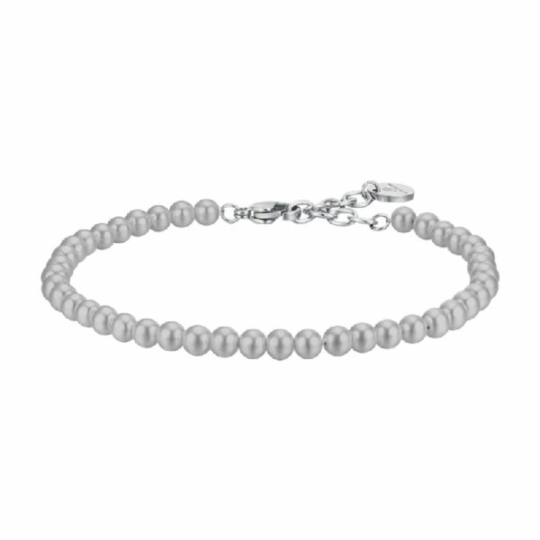 BRACCIALE UOMO IN ACCIAIO CON PERLE GRIGIE