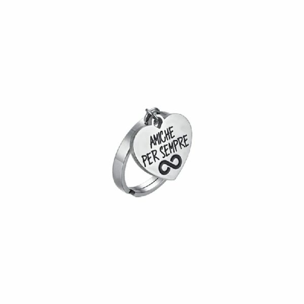 ANELLO DONNA IN ACCIAIO AMICHE PER SEMPRE CON CUORE