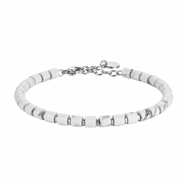 BRACCIALE UOMO IN ACCIAIO CON PIETRE BIANCHE