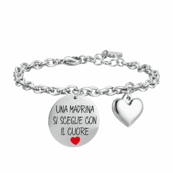 BRACCIALE DONNA IN ACCIAIO UNA MADRINA SI SCEGLIE CON IL CUORE