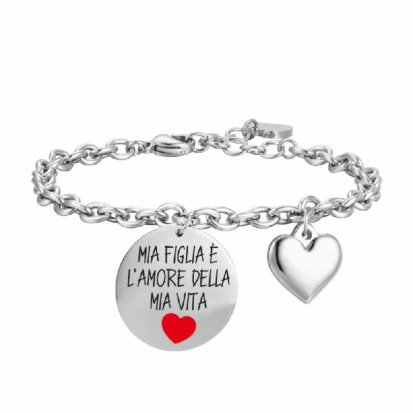 BRACCIALE DONNA IN ACCIAIO MIA FIGLIA E' L'AMORE DELLA MIA VITA