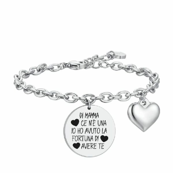 BRACCIALE DONNA IN ACCIAIO DI MAMMA CE N'E' UNA IO HO AVUTO LA FORTUNA DI AVERE