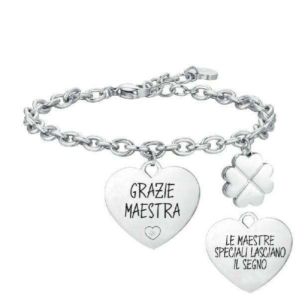 BRACCIALE DONNA IN ACCIAIO GRAZIE MAESTRA RETRO LE MAESTRE SPECIALI...