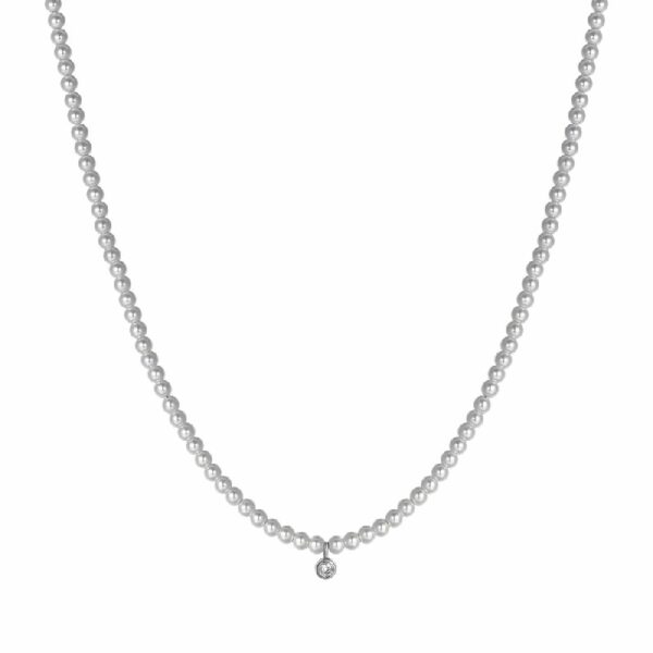 COLLANA DONNA IN ACCIAIO CON PERLE CON CRISTALLO BIANCO