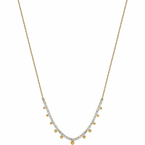 COLLANA DONNA IN ACCIAIO IP GOLD CON CRISTALLI BIANCHI E SFERE