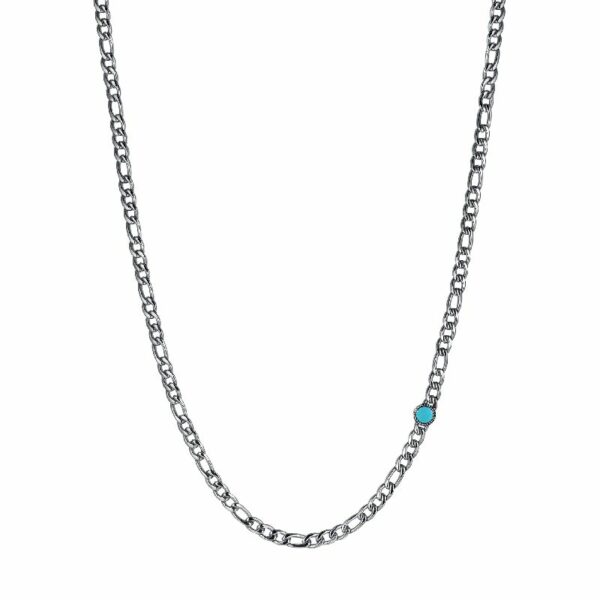 COLLANA UOMO IN ACCIAIO CON PIETRA TURCHESE
