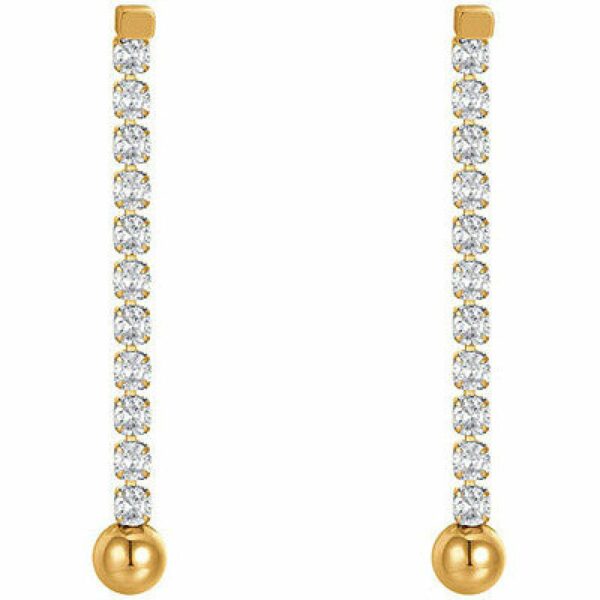 ORECCHINI DONNA IN ACCIAIO IP GOLD CON CRISTALLI BIANCHI E SFERE