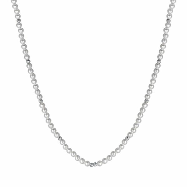 COLLANA DONNA IN ACCIAIO CON PERLE ED ELEMENTI IN ACCIAIO