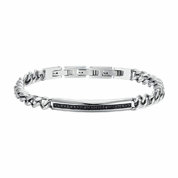 BRACCIALE UOMO IN ACCIAIO CON ELEMENTO CON CRISTALLI NERI