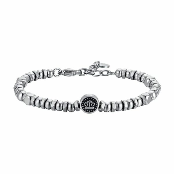 BRACCIALE UOMO IN ACCIAIO CON CORONA E SMALTO NERO