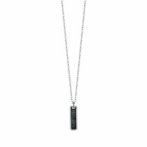 COLLANA UOMO IN ACCIAIO CON ELEMENTO CON CRISTALLI NERI