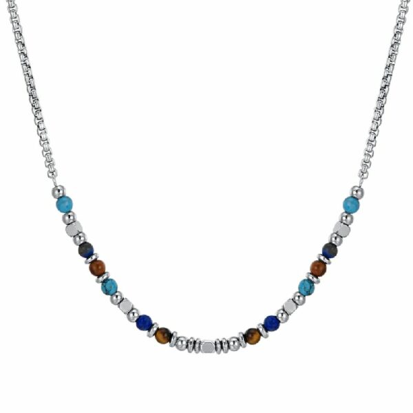 COLLANA BAMBINO IN ACCIAIO CON PIETRE MULTICOLOR