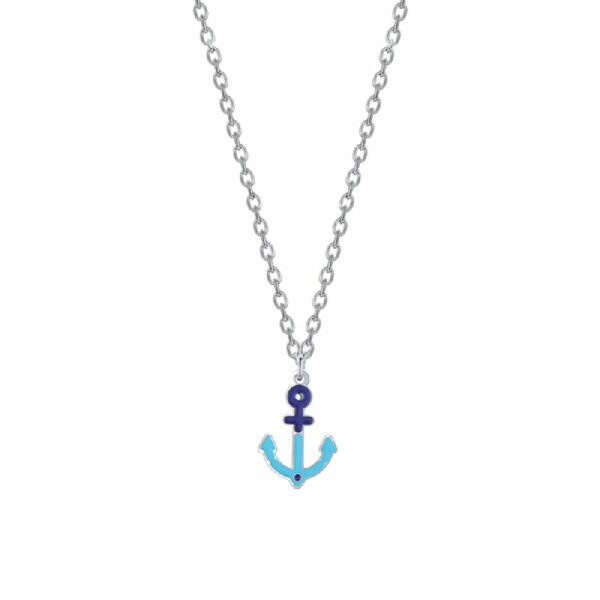 COLLANA BAMBINO IN ACCIAIO CON ANCORA BLU