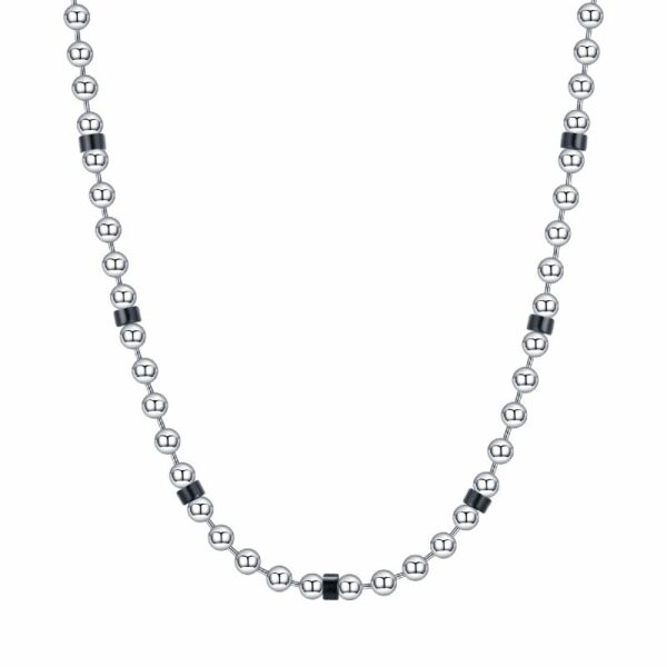 COLLANA UOMO IN ACCIAIO CON ELEMENTI NERI